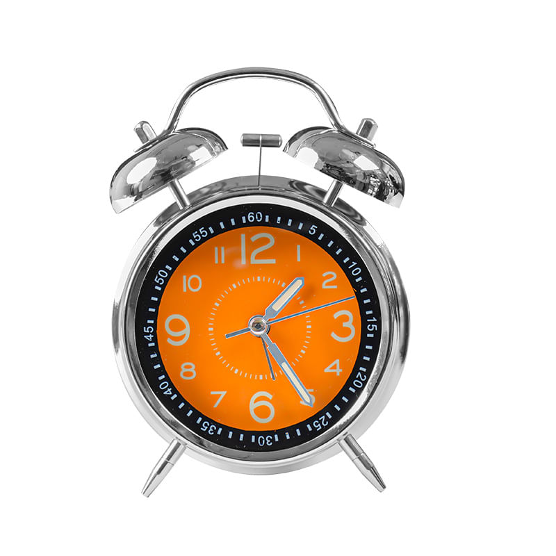 Despertador Orange Twin Bell Silent Non-ticking Quartz