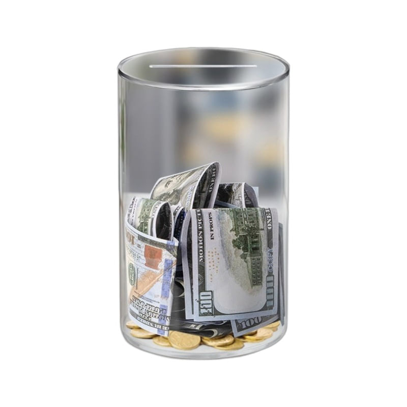 Cilindro Money Bank Transparente De Estilo Acrílico Unidirecional