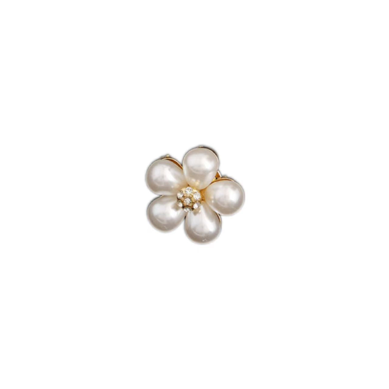Broche De Flor De Pérola Elegante Com Centro De Cristal
