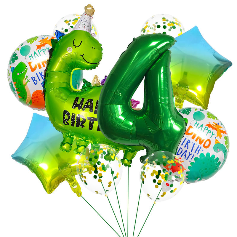 Conjunto De Balões Dinosaur Birthday, 7 Peças, Folha Número 4, Feliz Aniversário