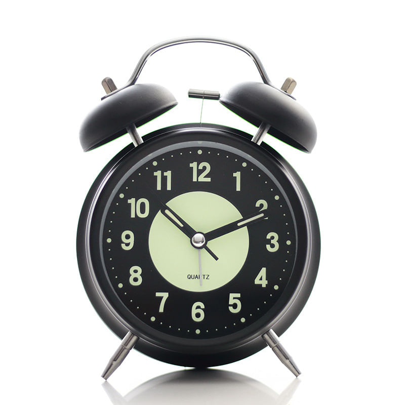 Despertador Loud Twin Bell Luminous Dial Metal Black 280g