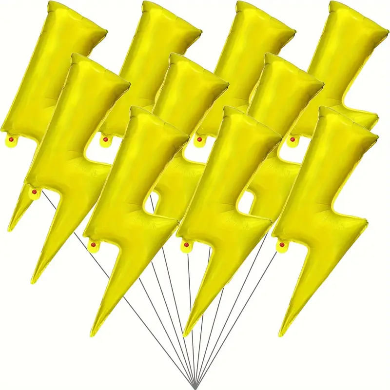 Balões Metalizados Lightning Bolt Gold, 10 Unidades Para Decoração De Festas