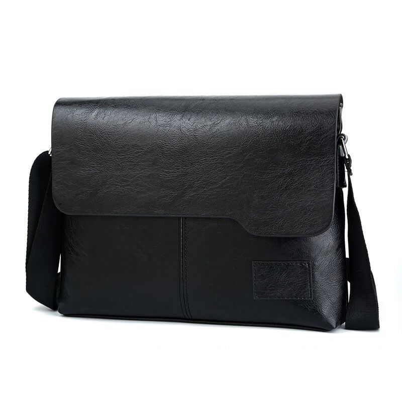 Bolsa Messenger Em Couro Pu Business Shoulder Crossbody Preta