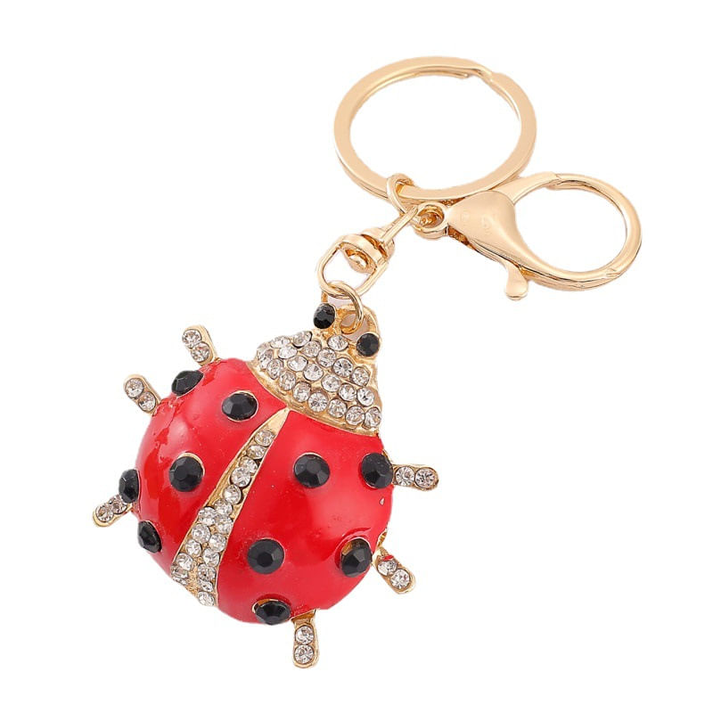 Chaveiro Creative Ladybug Rhinestone Beetle Zinc Alloy