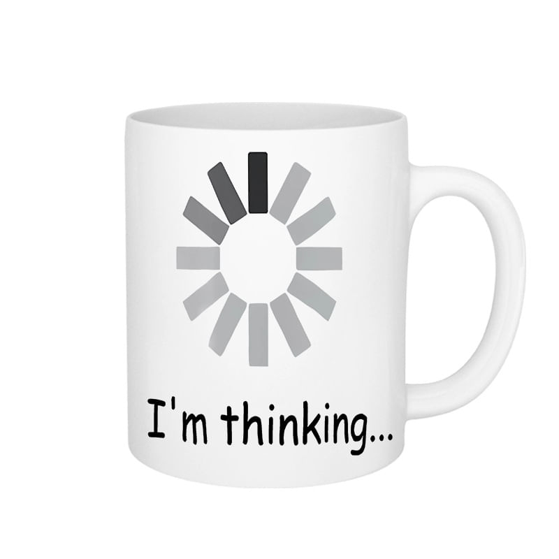 Caneca Engraçada, Estou Pensando... Carregando Spinner 350ml Ceramic