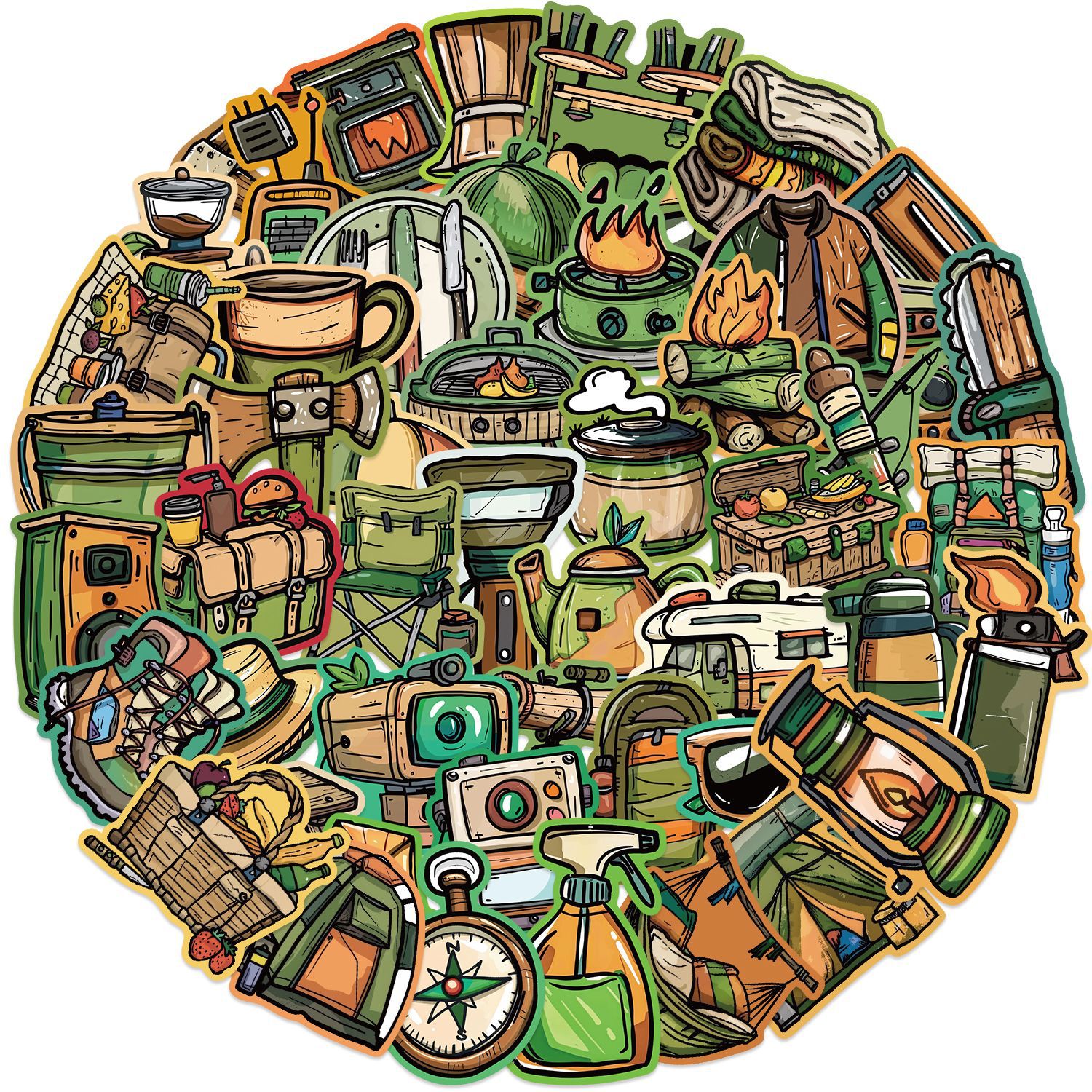 Adesivos, Equipamento De Acampamento, 50 Peças, Decalques De Vinil Impermeáveis Para Gu
