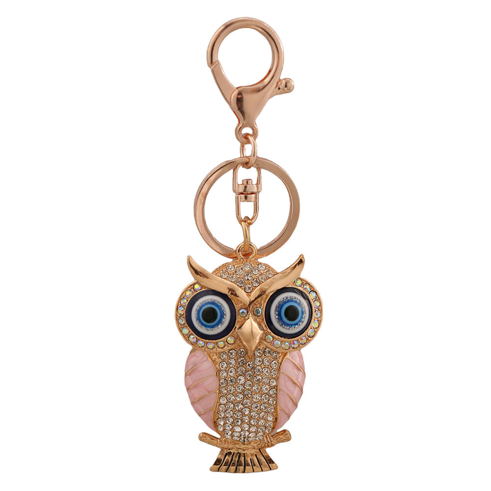 Chaveiro Elegant Crystal Owl Rhinestone Alloy Key