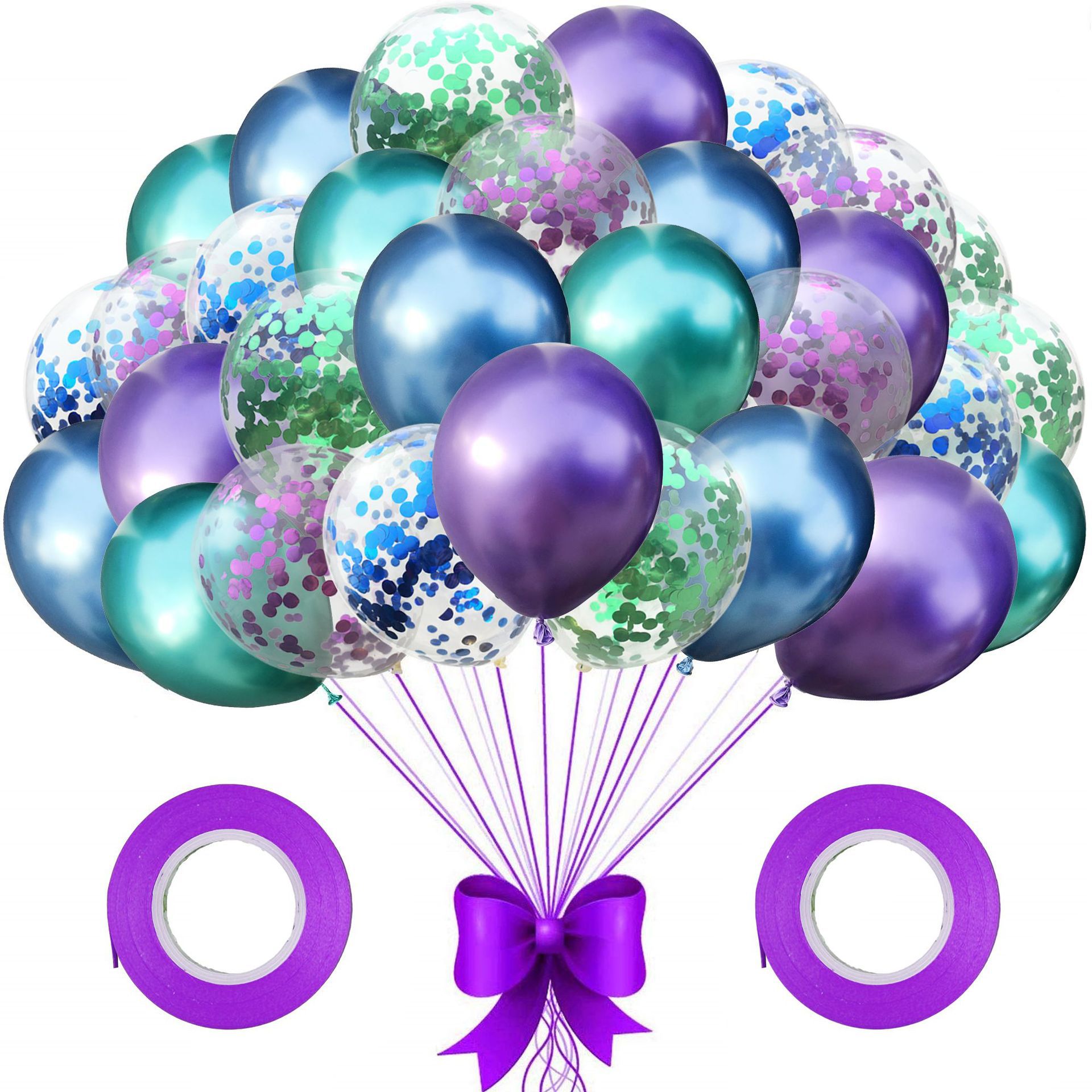 Kit De Balão Mermaid Theme 30 Unidades De Látex Metálico De 12 Polegadas