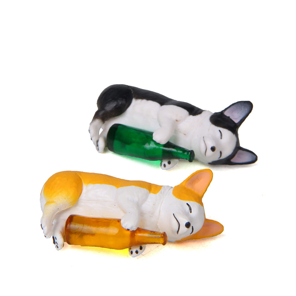 Estatuetas Creative Corgi Dog Sleeping Pvc Garden Sculpture