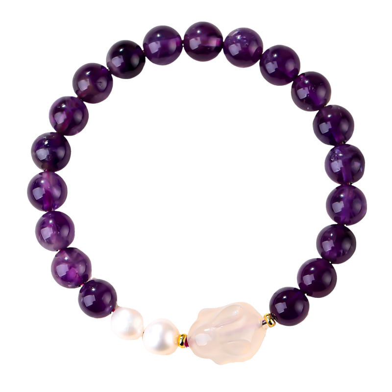 Pulseira Ametista Para Mulheres Com Contas De Cristal Roxo De 8 Mm