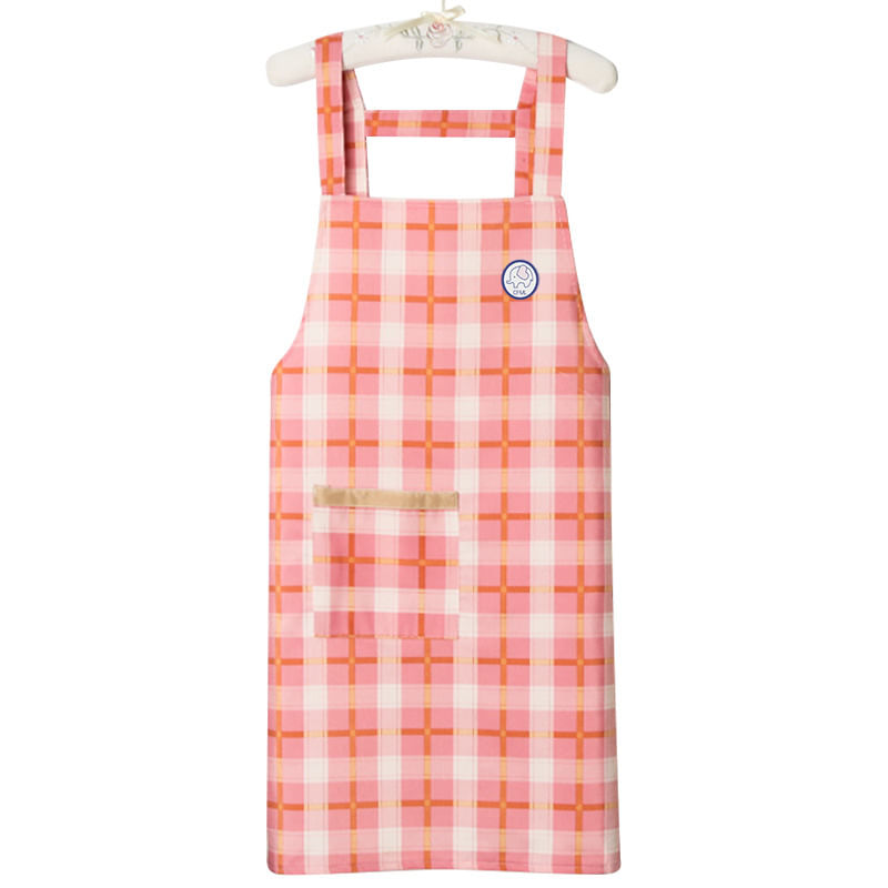 Avental Xadrez De Estilo Coreano Com Bolso E Alças