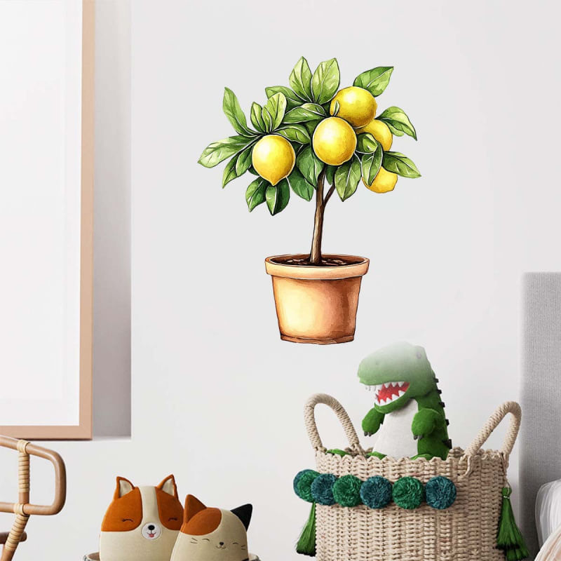 Adesivos De Parede Lemon Tree Creative Citrus Tree Pot Decalque
