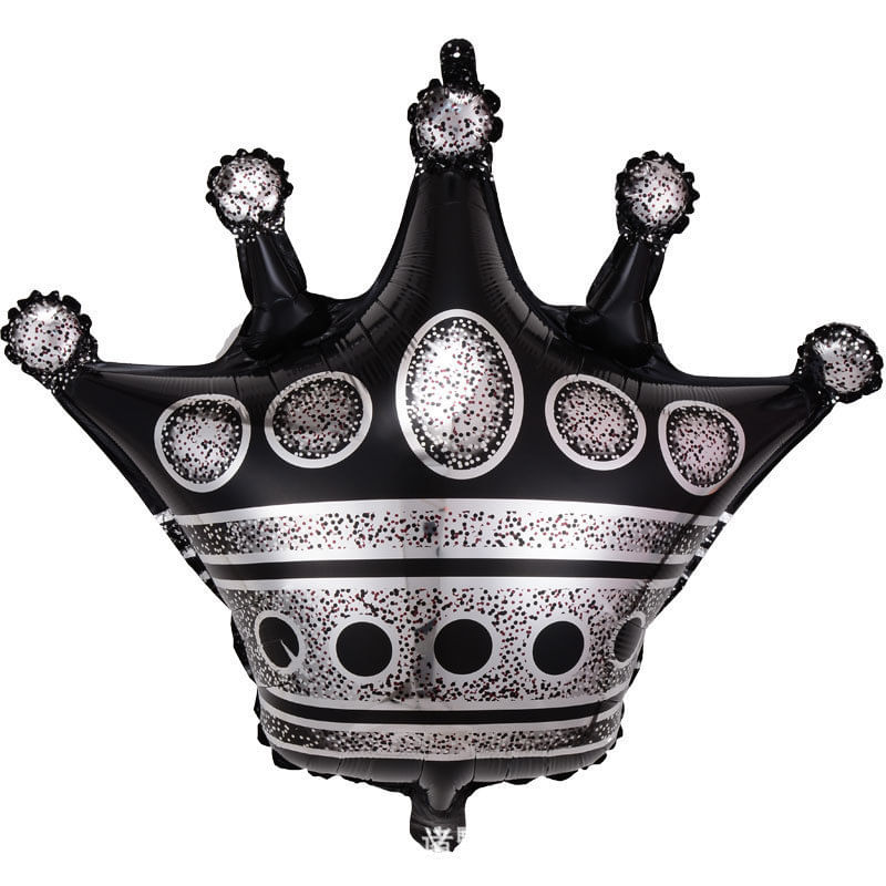 Balão Metalizado Mini Crown 16 Polegadas Em Preto E Prata