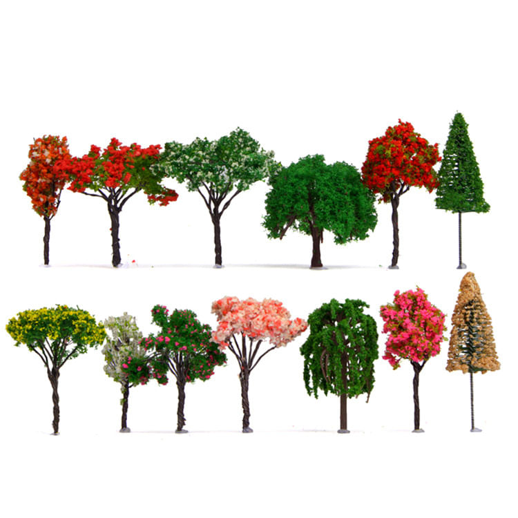 Conjunto De 12 Ornamentos De Árvores Em Miniatura Realistic Resin Garden D
