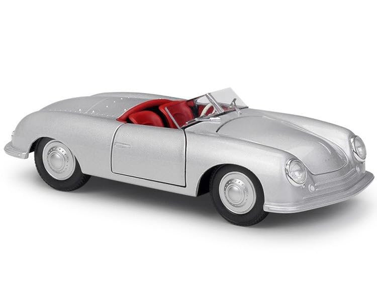 Modelo De Carro Fundido Sob Pressão Welly 356/1 Roadster Silver Com Vermelho 1/24