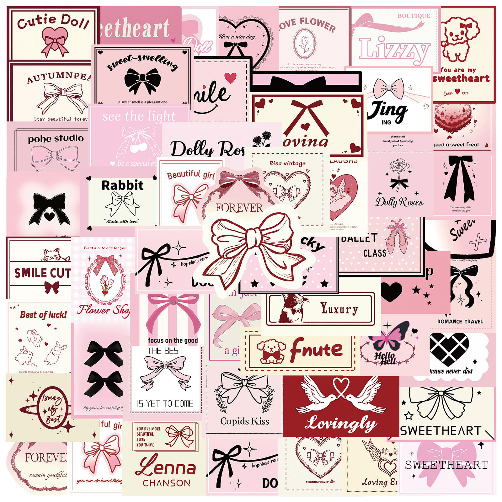 Pacote De Adesivos, Laço De Balé, 50 Unidades, Álbum De Recortes Estético Coreano Ins