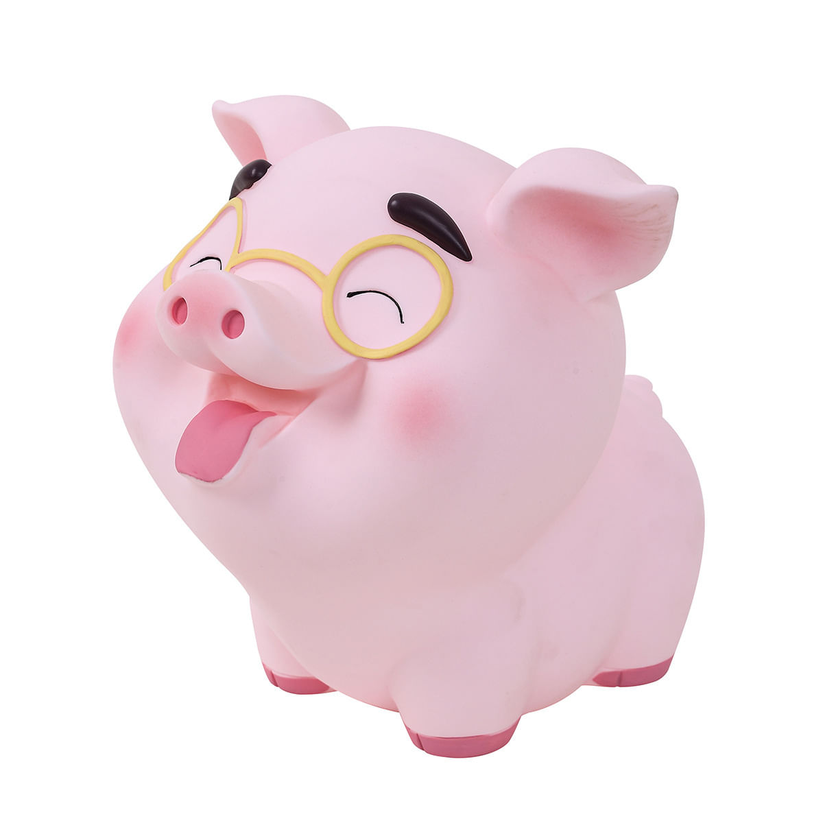 Porco Grande E Fofo Coin Bank Crea Com Óculos De Pvc 375g 18x22,5x18,5 Cm