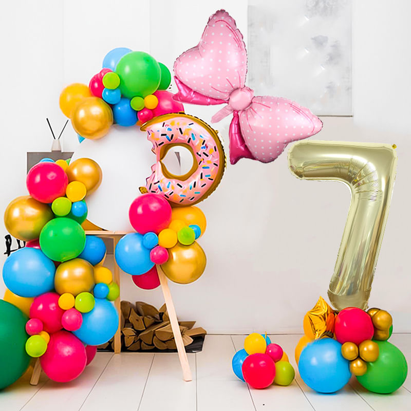 Conjunto De Balões: 82 Unidades De Festa De Aniversário Com Tema De Donut E Borboleta