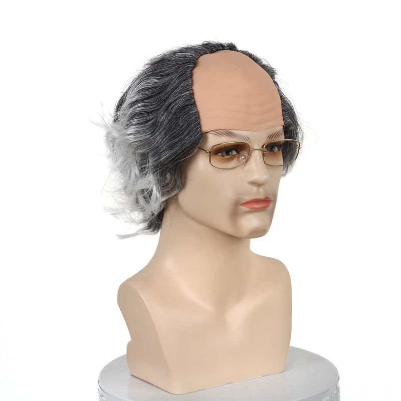 Peruca Engraçada Com Cabelo Branco Acinzentado De 18 Cm Para Fantasia De Cosplay