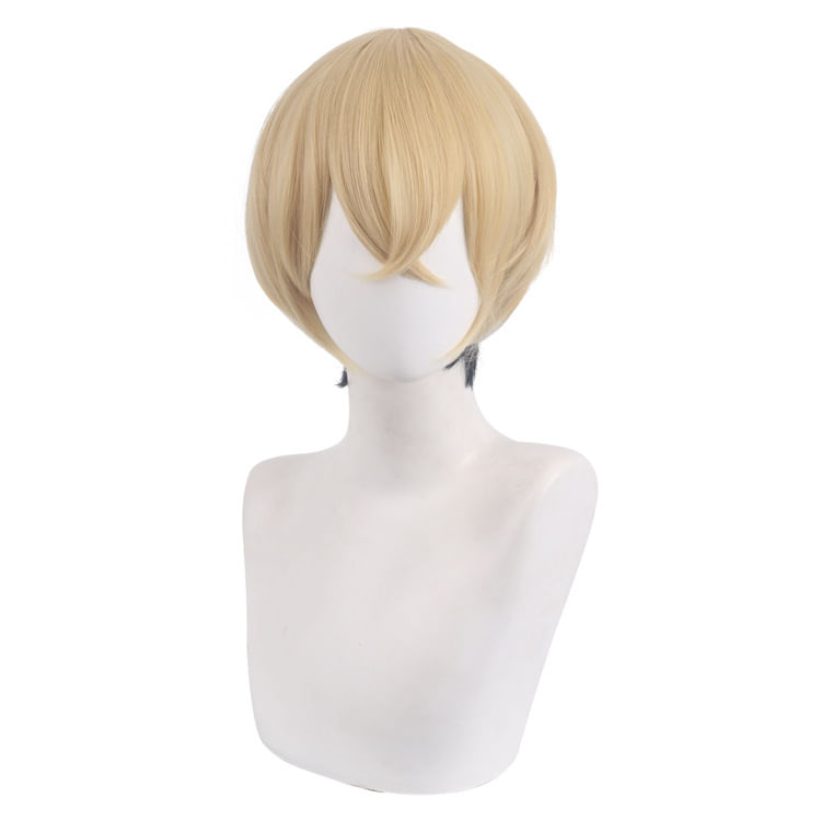 Peruca De Cosplay De Anime Curta Loira E Preta Gradiente 28cm