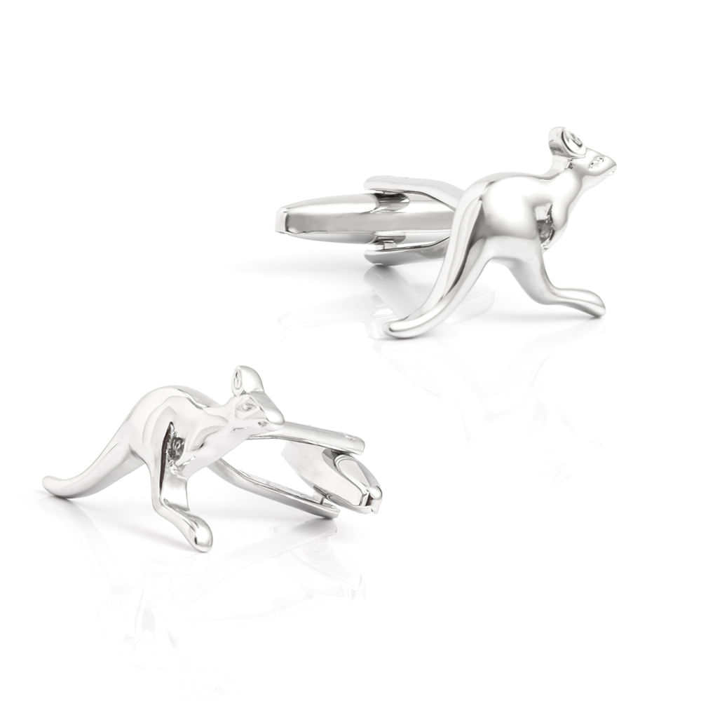 Cufflinks: Cobre Banhado A Prata Clássico Em Forma De Canguru