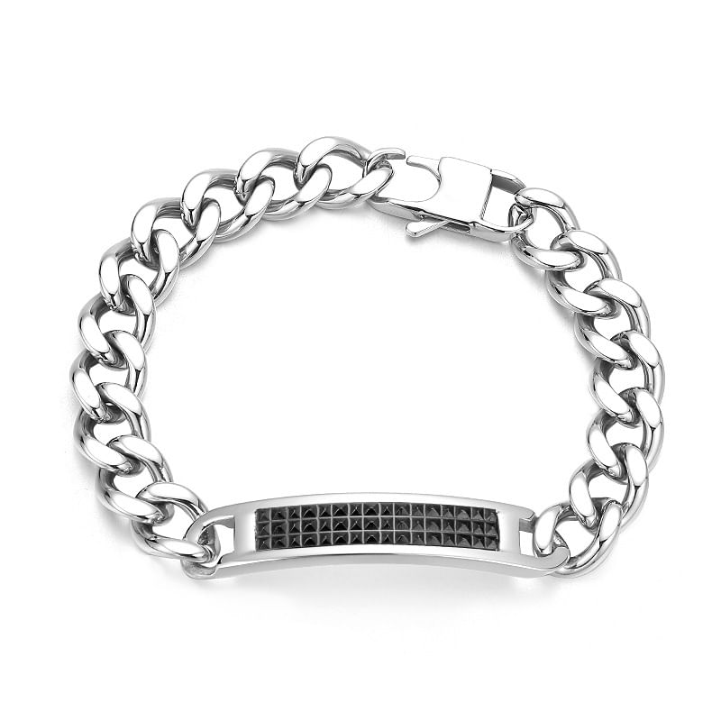 Pulseira De Aço Inoxidável Cuban Link Chain Para Homens De 22 Cm