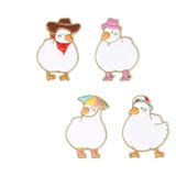 Conjunto De Broches Cute Goose Funny Cartoon White Duck Enamel