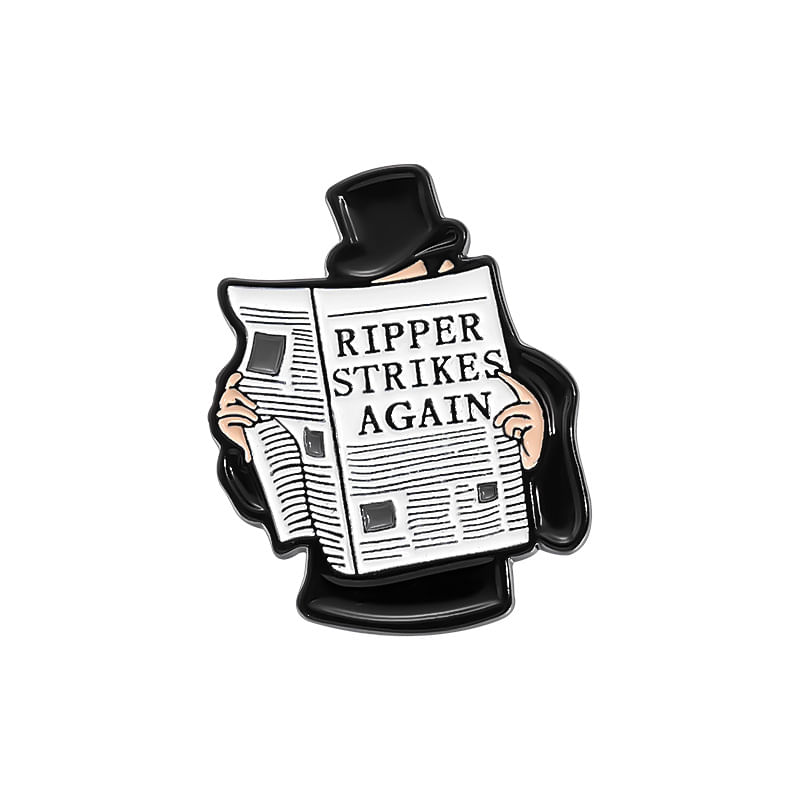 Broche Pin Creative Enamel Newspaper Man Design Em Estilo Retrô