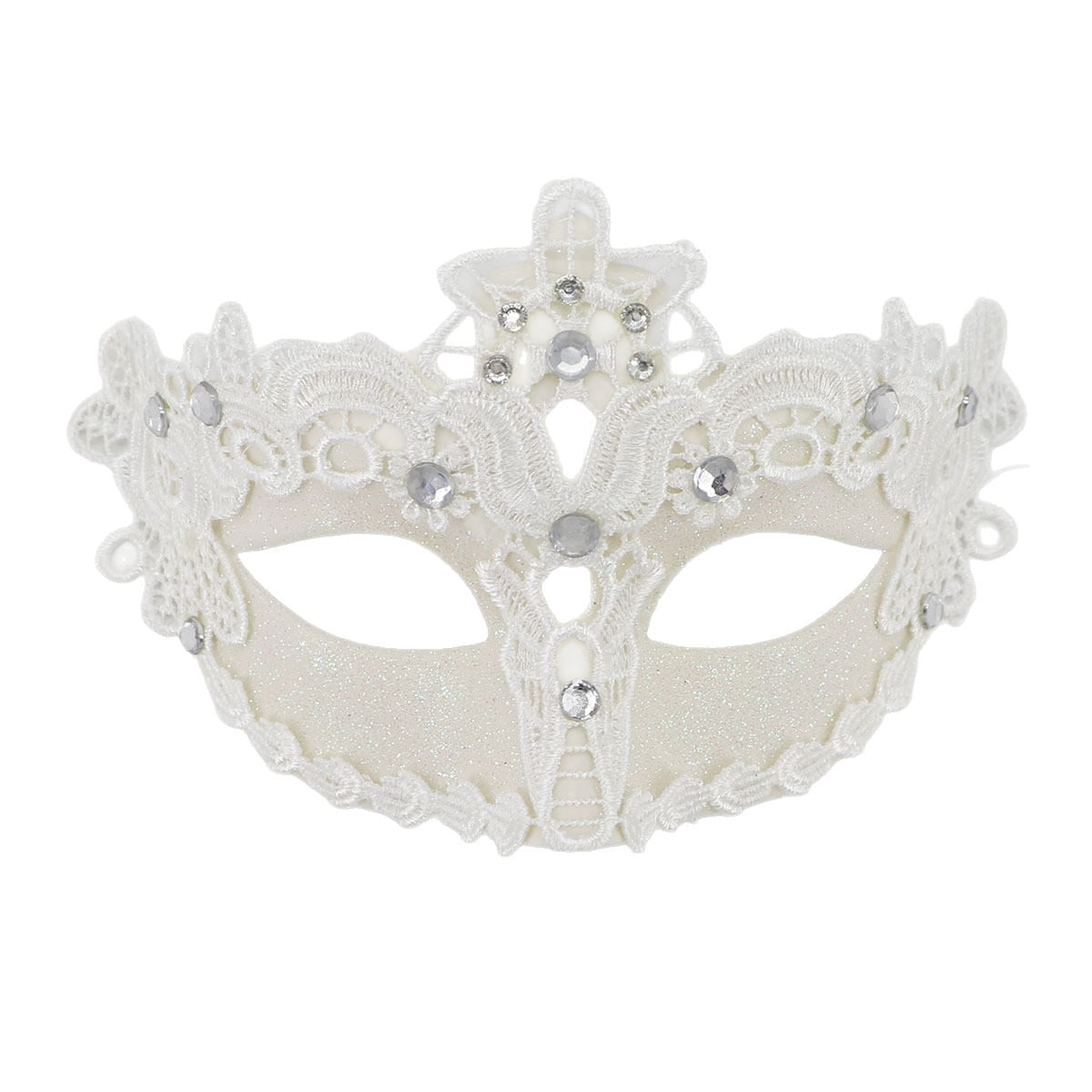 Máscara De Renda Branca Em Pvc Com Lantejoulas Para Cosplay, Bailes De Máscaras E Halloween