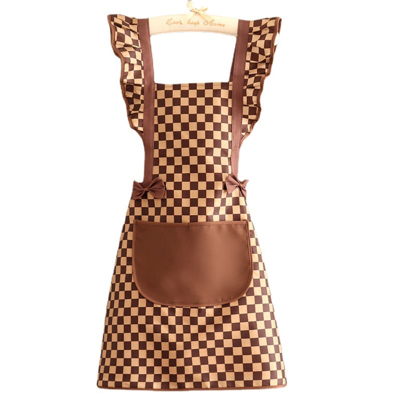 Avental Quadriculado Impermeável Para Mulheres, Estilo Coreano