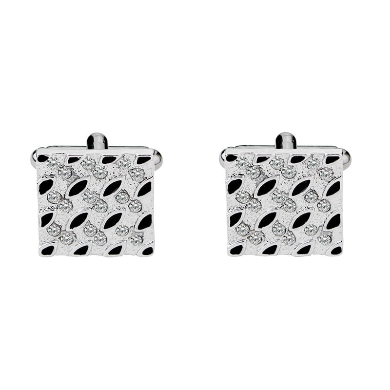 Cufflinks Creative Square Para Homens Com Enfeites De Diamante