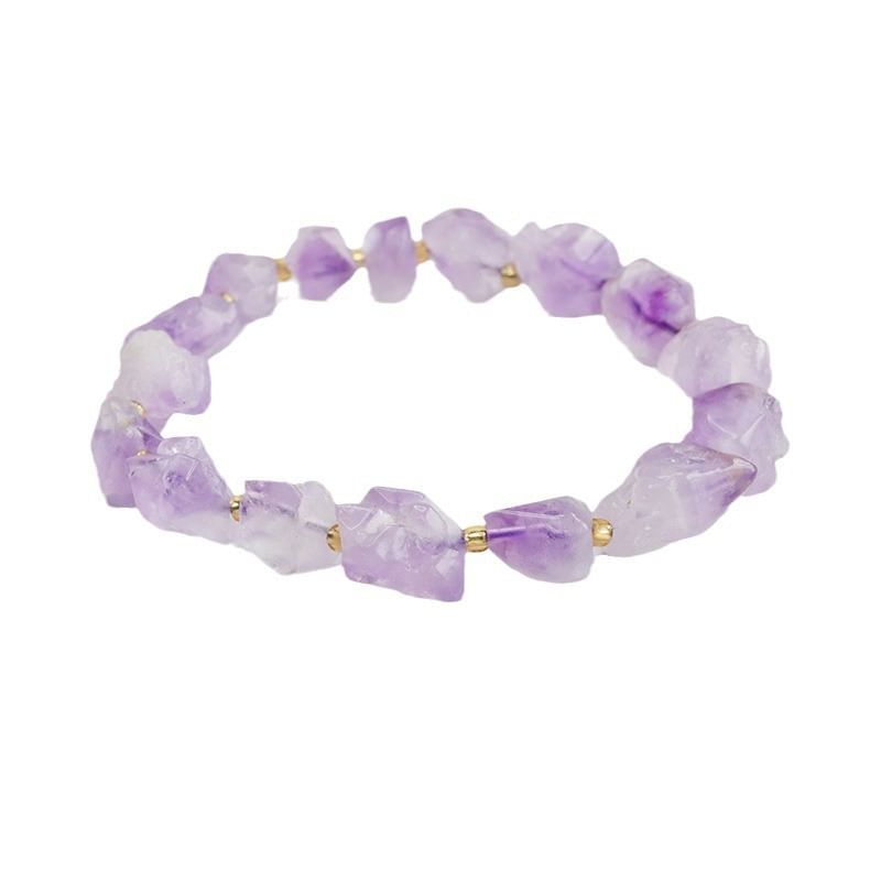 Pulseira De Ametista Natural Para Mulheres, Miçangas De Corte Áspero De 4,5 Mm