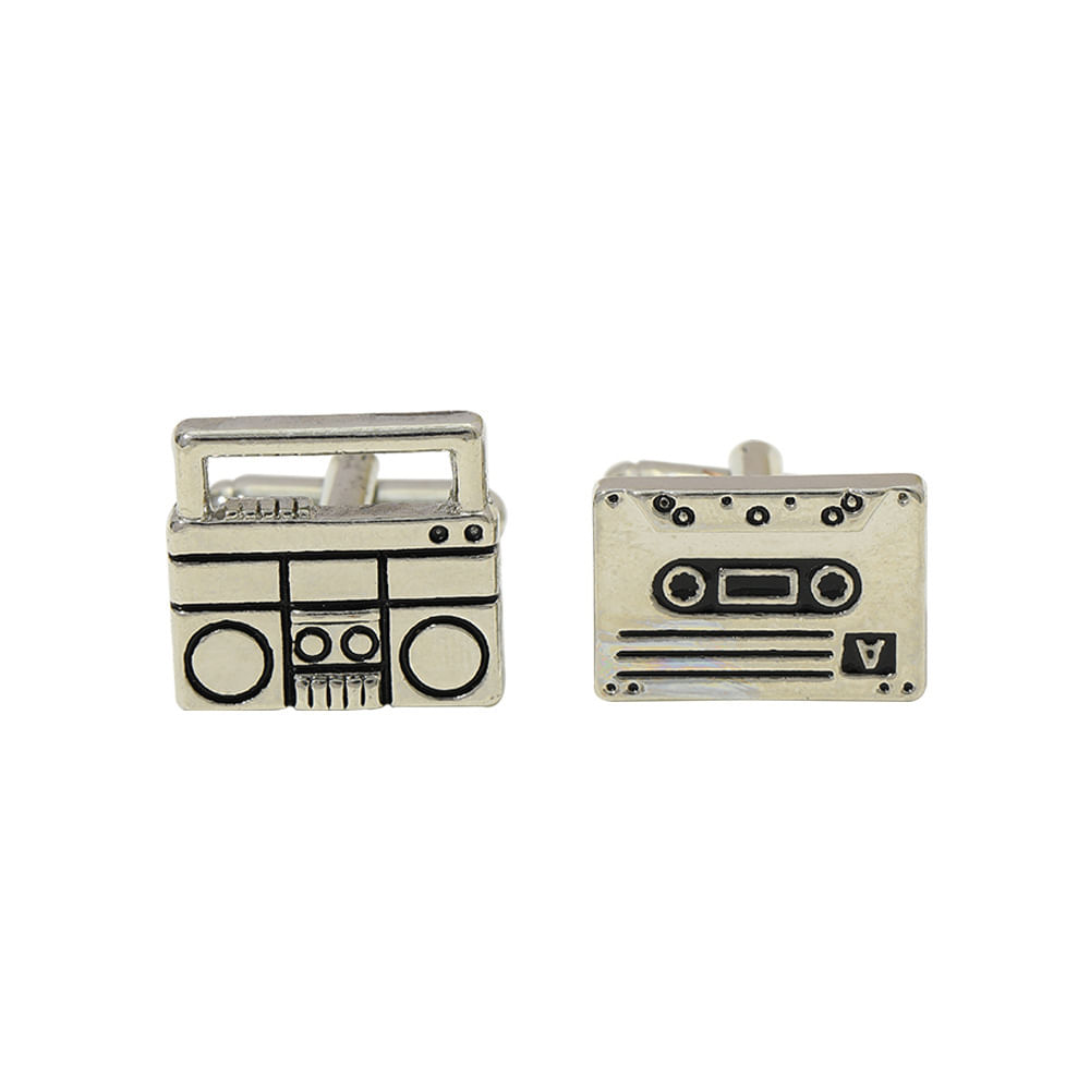 Cassete E Caixa De Som Vintage Cufflinks Para Homens