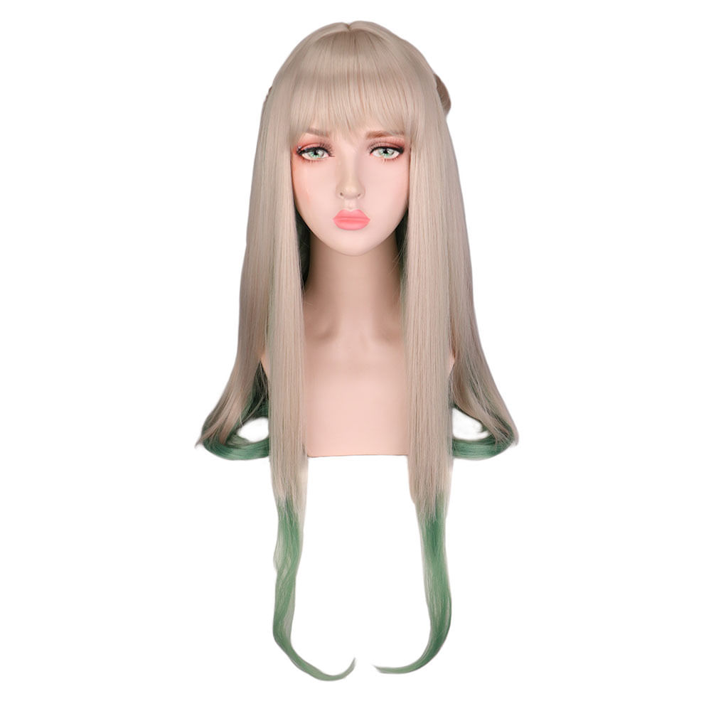 Peruca De Cosplay Com 80 Cm De Comprimento, Loira Reta, Verde, Gradiente
