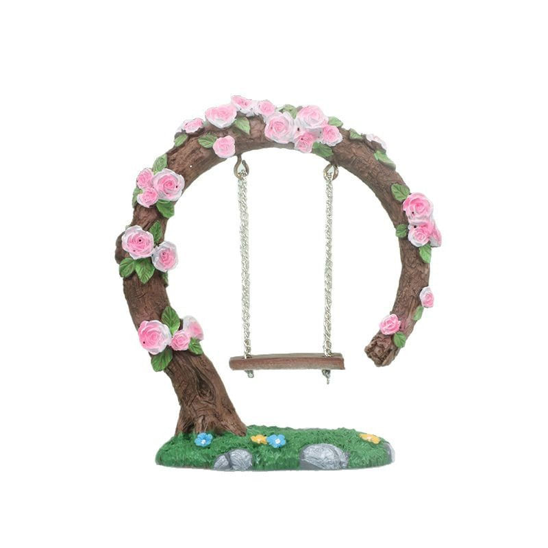 Escultura De Decoração De Jardim Rose Swing Resin 11,5 Cm