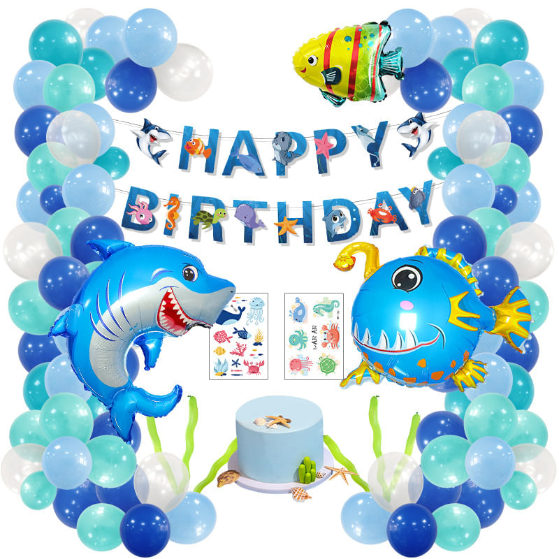 Kit De Guirlanda De Balão De Festa, 102 Unidades Com Tema De Animais Marinhos