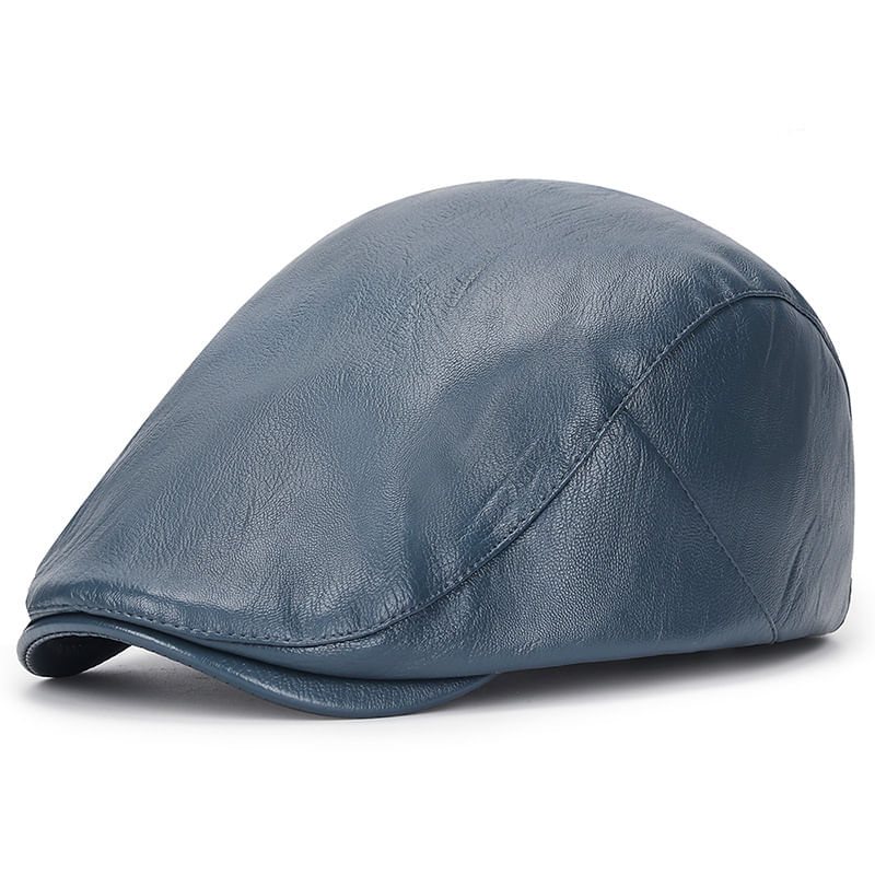 Chapéu Gatsby Newsboy De Couro Com Boné Plano Para Homens Azul