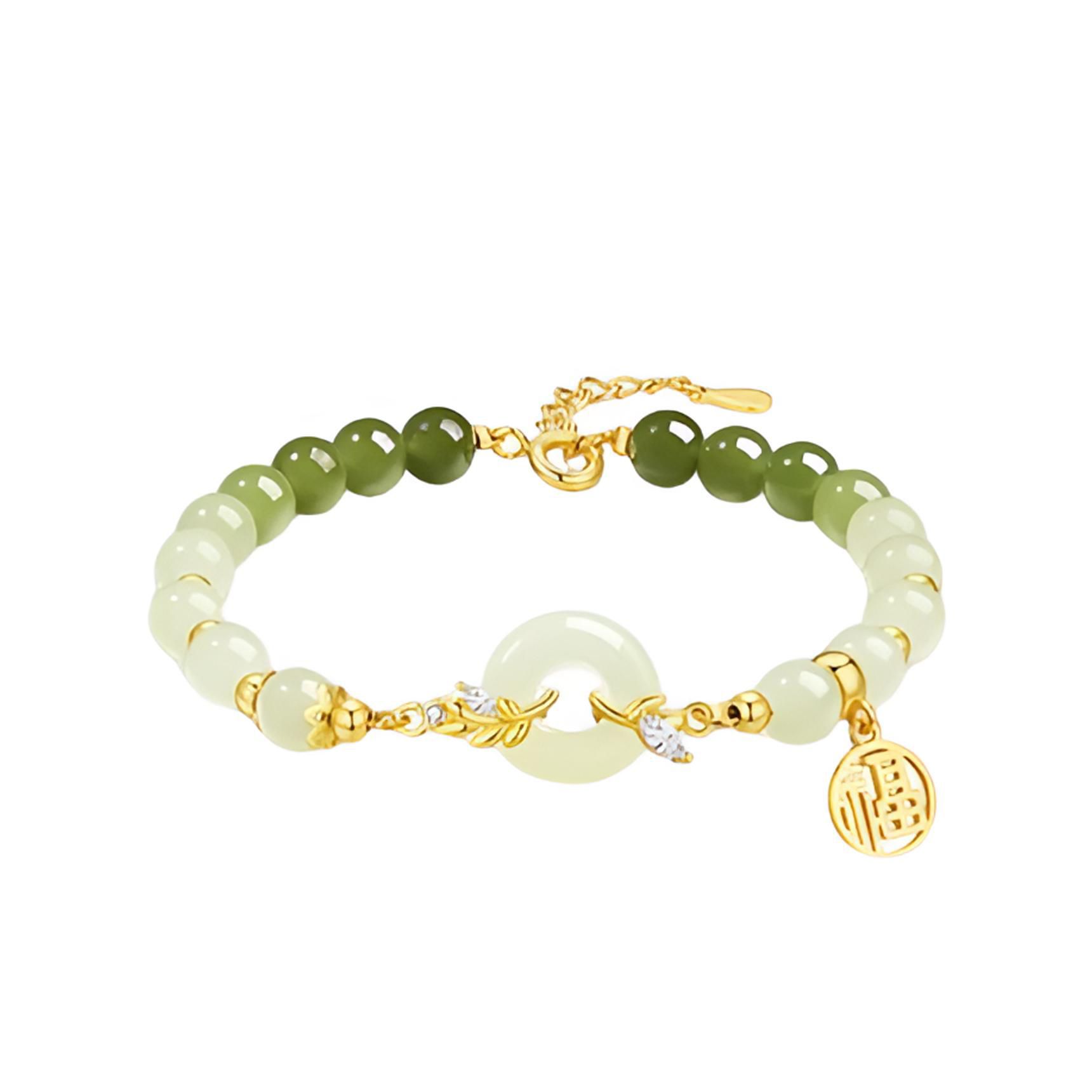 Pulseira De Jade Nefrita Para Mulheres Com Pingente De Fivela Peace