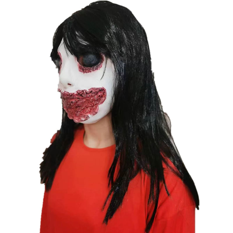 Máscara Horror Ghost Resin Split Mouth Creepy Black Eyes