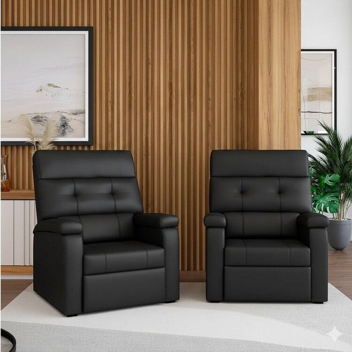 Kit 2 Poltronas Reclinável Em Dois Estágios Luanda Preto