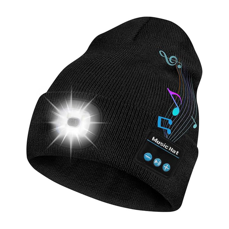 Gorro Bluetooth Music Beanie Hat Led, Recarregável, Preto