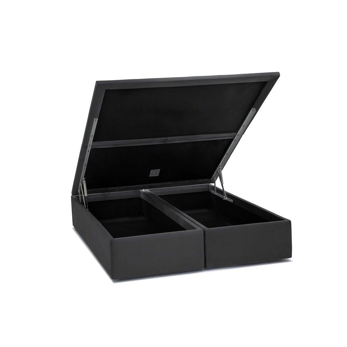 Cama Box Bau Ortobom Nobuck Cinza 193x203x35