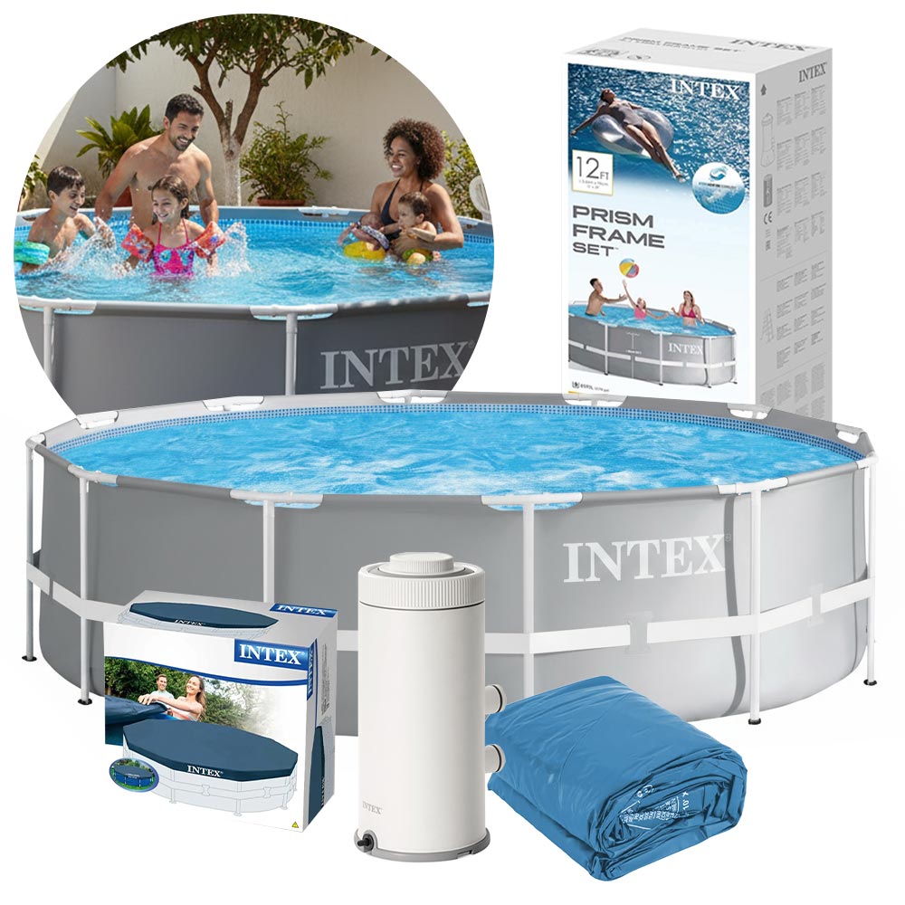 Piscina Intex 6.503 Litros Estrutural Armação Prism Com Filtro Capa E Forro 220v Intex