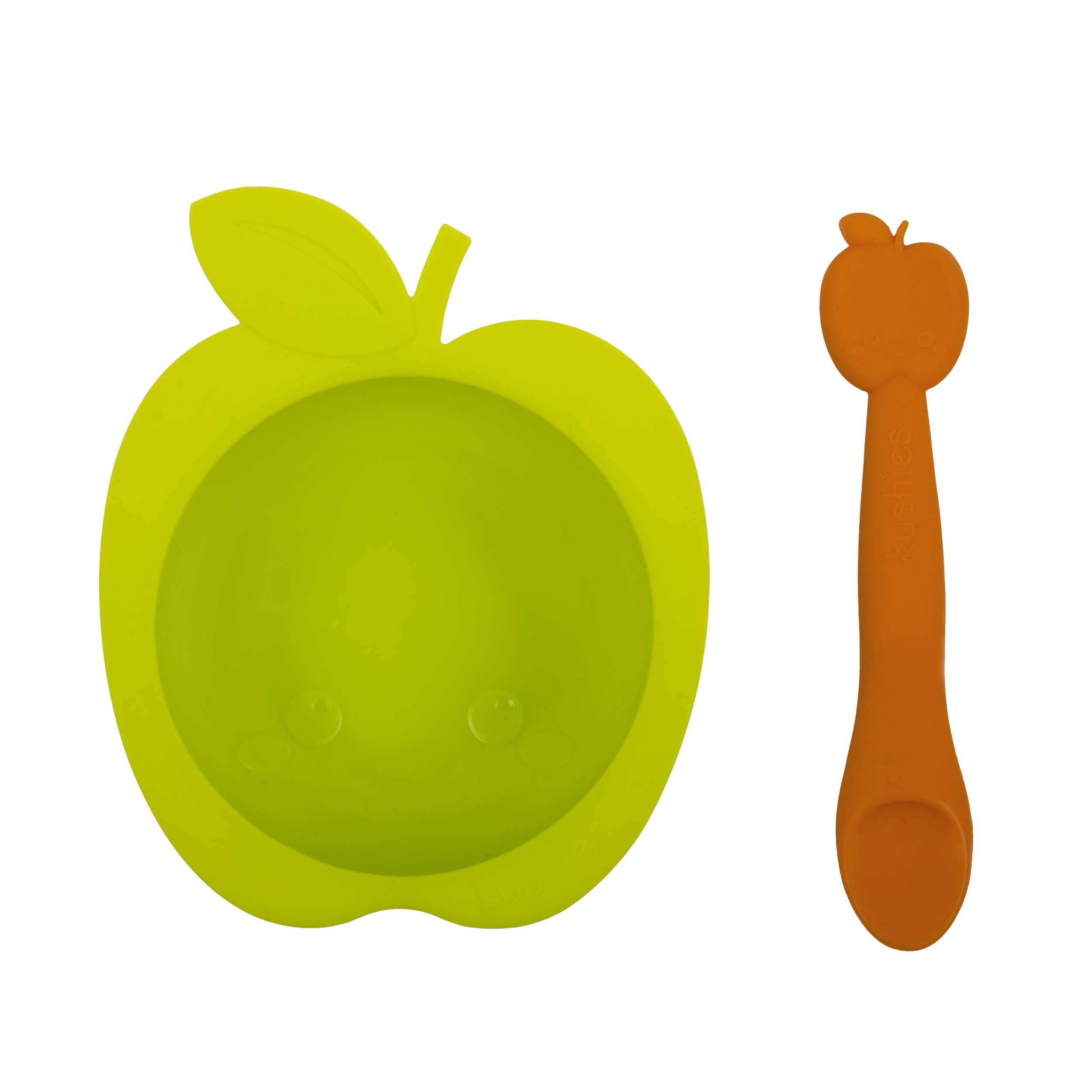 Conjunto De Alimentação Kushies Baby Silibowl Green Apple Silicone