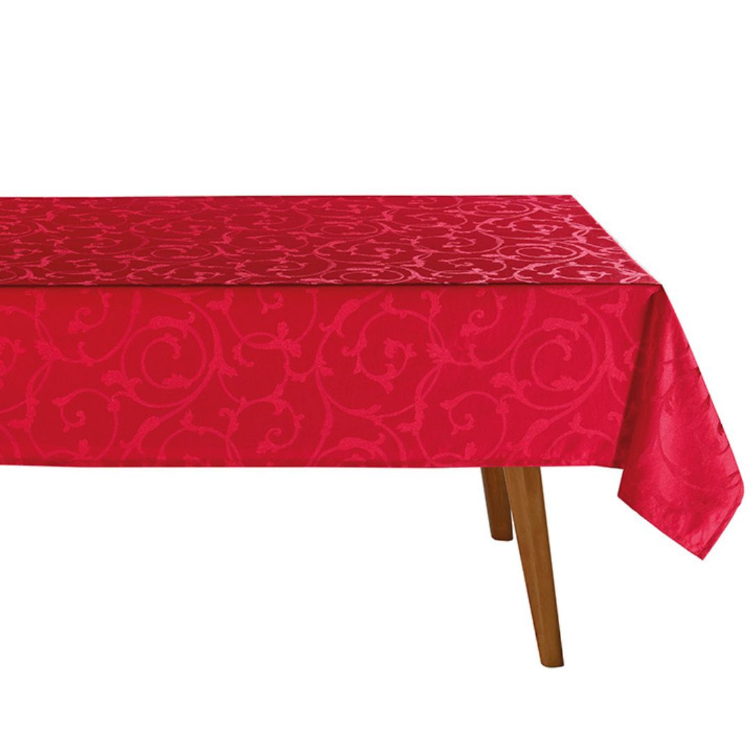 Toalha De Mesa Quadrada Döhler Requinte Ii Arcos Vermelha 160 X 160 Cm