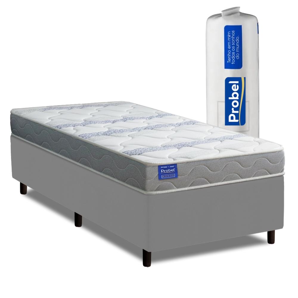 Cama Box Solteiro Probel Espuma D33 88x188x52 Night Day A Vácuo Branco/cinza