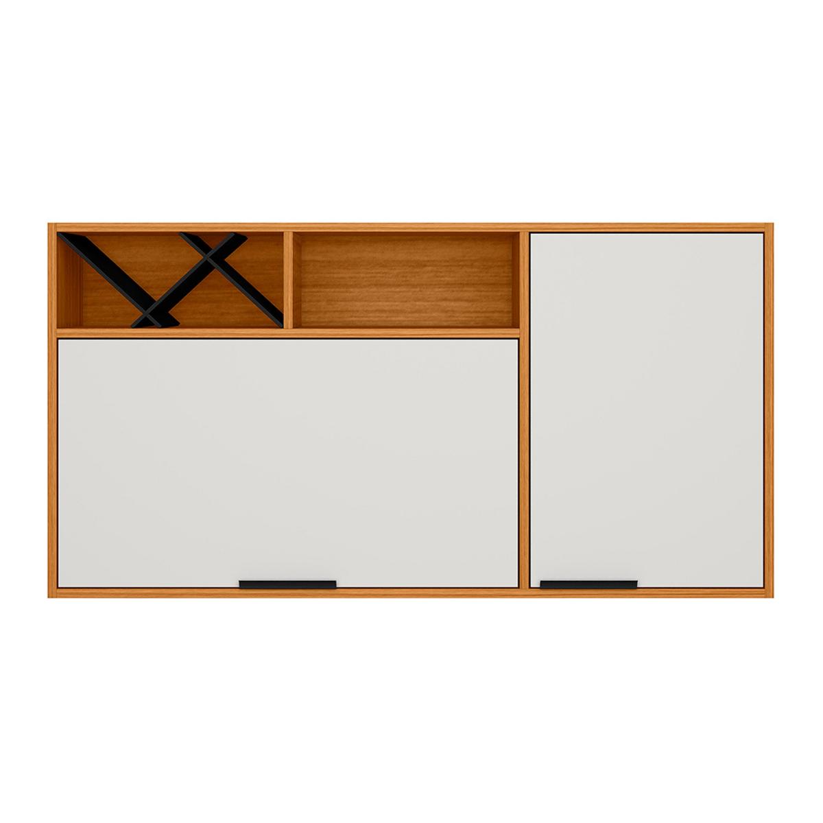 Armario Cozinha Aereo Ravena Com Nicho 120 Cm Com 2 Portas Freijo/off Acetinado