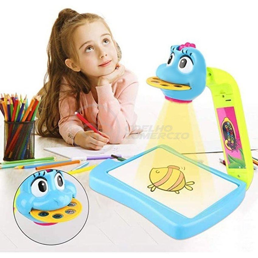 Projetor Para Desenho Infantil Mesa Pintura De Projeção Magica Brinquedos Aprendizagem Galinha Azul - imagem 3