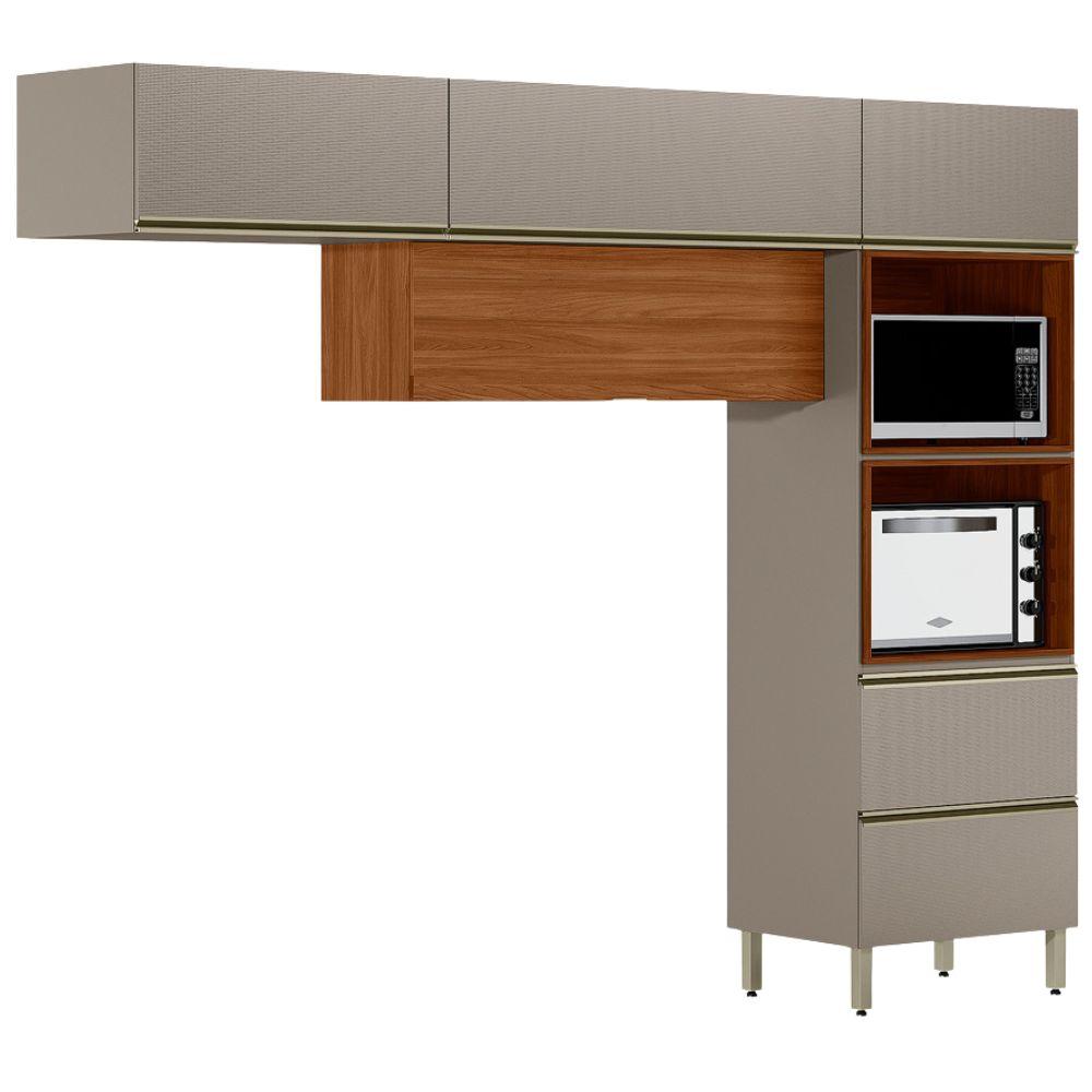 Cozinha Modulada 3 Pecas 270 Cm Mdf Dp2702 Nogueira Nude Prime Demartez