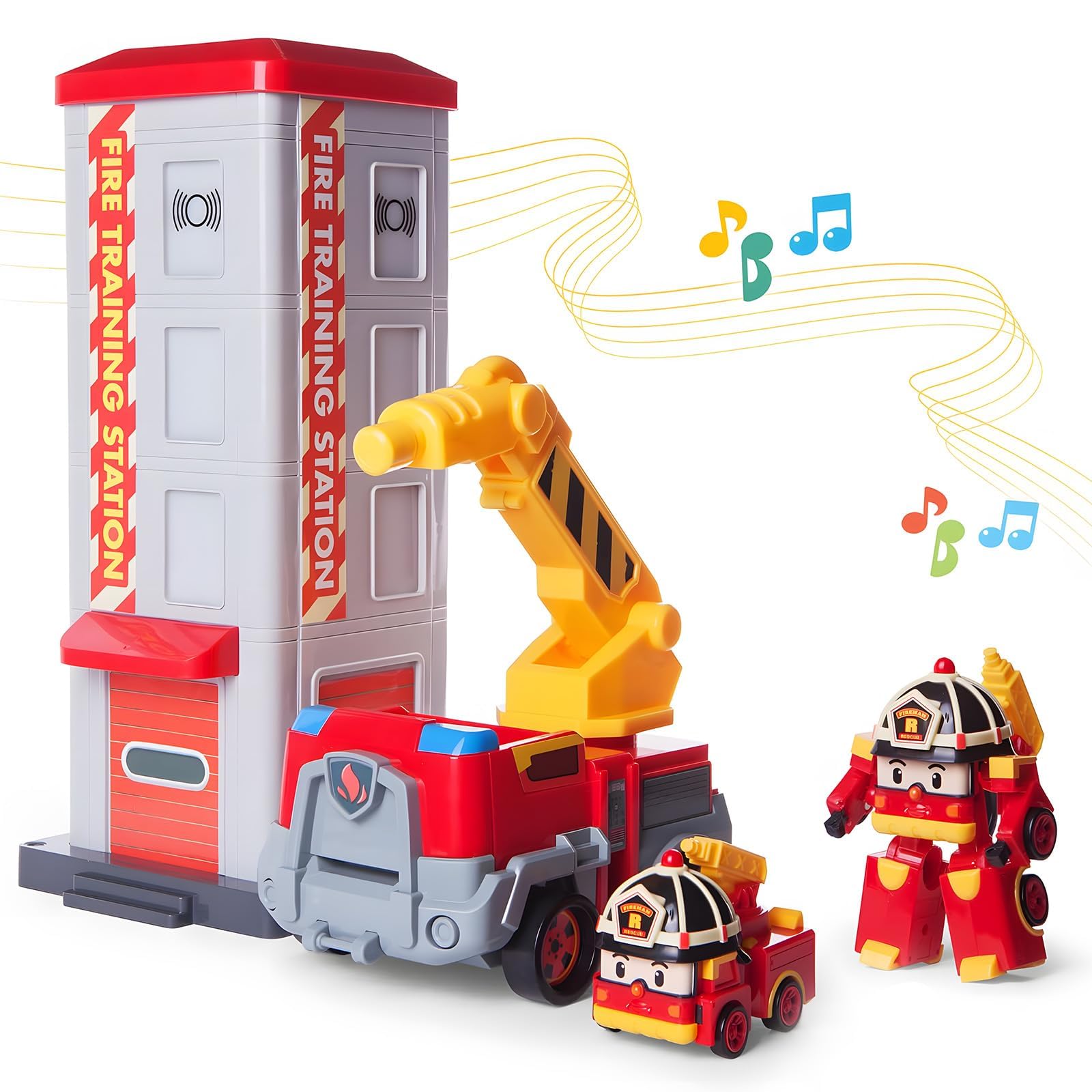 Set De Juego Estación De Bomberos Robocar Poli Robot Transformable Roy